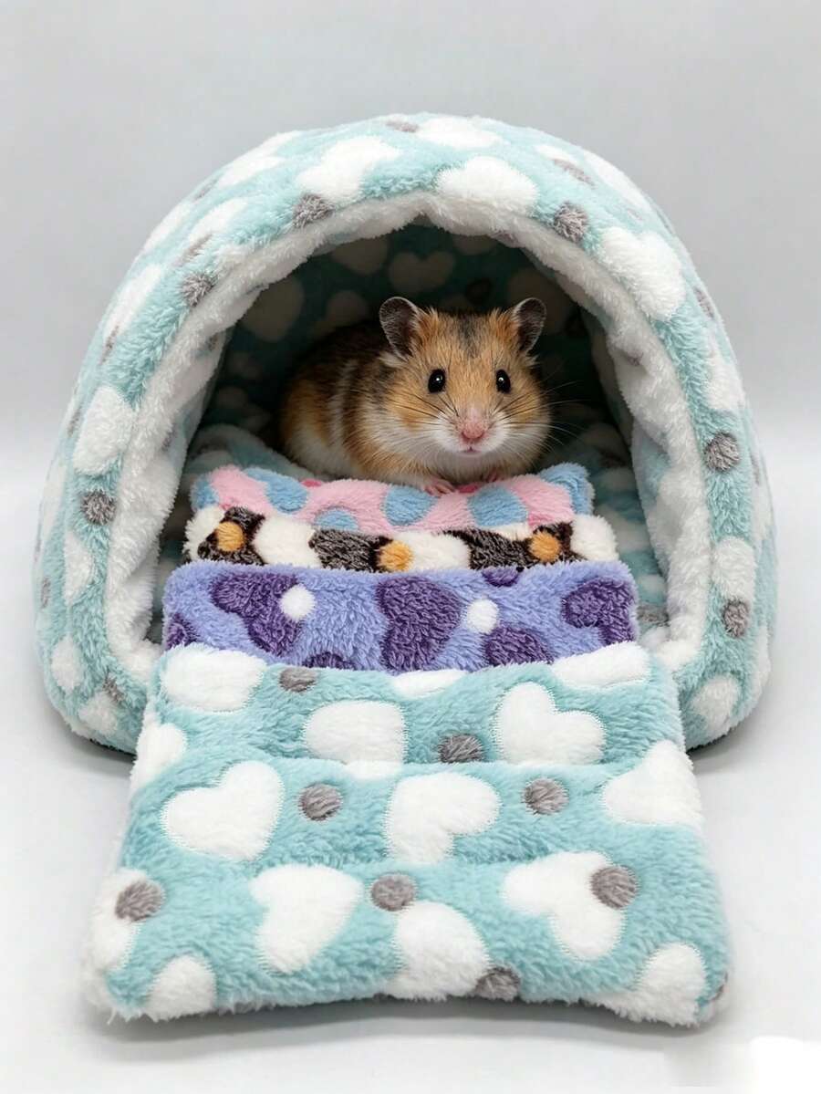 保暖猫垫 猫窝 狗笼宠物毯 加热床垫 加厚保暖小型宠物珊瑚绒垫 仓鼠兔子冬季垫 窝垫 室内外通用 - 彩色 - 查看 1