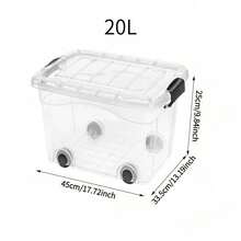 2pcs 100L Large-Capacity Storage Boxes With Wheels, Stackable Design, Sturdy And Durable, Space-Saving, With Safety Latch Lids, Available In Multiple Sizes, Suitable For Home, Storage Rooms, Offices, Garages, Transparent Tool Storage Boxes - Multiple Specifications - View 6