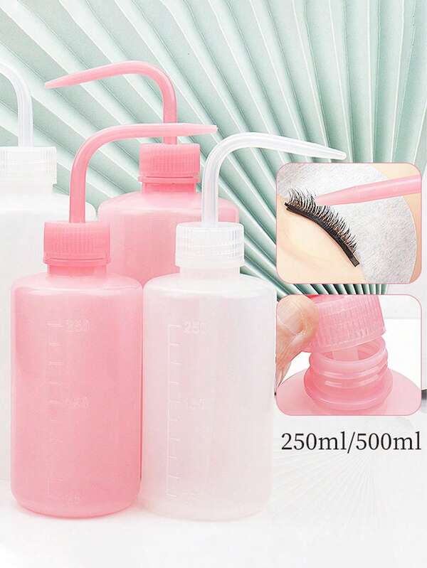 Chai vệ sinh vòi cong 150ml, chống rò rỉ, có vạch chia, thích hợp cho nối mi, xăm lông mày và sử dụng trong phòng thí nghiệm, màu trắng/hồng.
