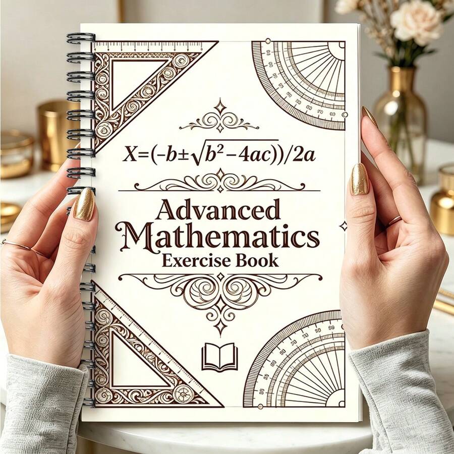 1pc A5 Notebook, Advanced Mathematics Exercise Book - Vintage Floral Pattern Protractor Formula Cover Notebook, Spiral Bound Notepad, Suitable For Calculus Geometry Practice, Classroom Notes, Student Exam Preparation - A5 - View 1