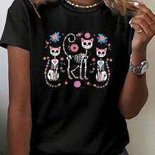 Printed T-Shirt For Men And Women - Black - View 1