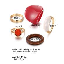 Bộ 5 chiếc nhẫn đeo đốt ngón tay lớn màu đỏ rượu vang bằng nhựa, đính đá quý màu đỏ. - Bộ 5 chiếc nhẫn nạm đá ruby. - Xem 4