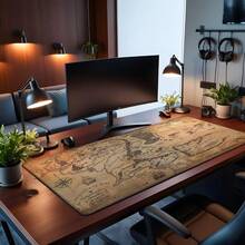 Vintage Fantasy World Map Gaming Mouse Pad XXL Large Desk Mat Anti-Slip Rubber Base Extended Mousepad Waterproof Old Parchment Mythical Realm Keyboard Desk Pad For Office Home Hardcore Gamer Gift - View 5