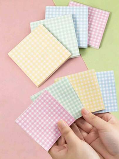 4pcs/Set Reusable Colorful Plaid Memo Pads, 60 Sheets Grid Pattern Notebook For Office, Study, Information Recording, Suitable For Students