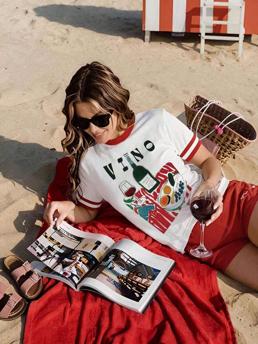 camiseta de manga corta con gráfico de estilo casual de calle, top de verano lindo para adolescentes, camisetas gráficas para damas para el verano, pedir camiseta personalizada, blusas de mujer para el verano, camisetas para damas, ca - Blanco 2 - Ver 1