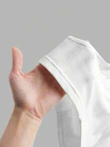 Camiseta de tirantes finos de un solo color simple, uso casual de todos los días para mujeres - Blanco - Ver 7