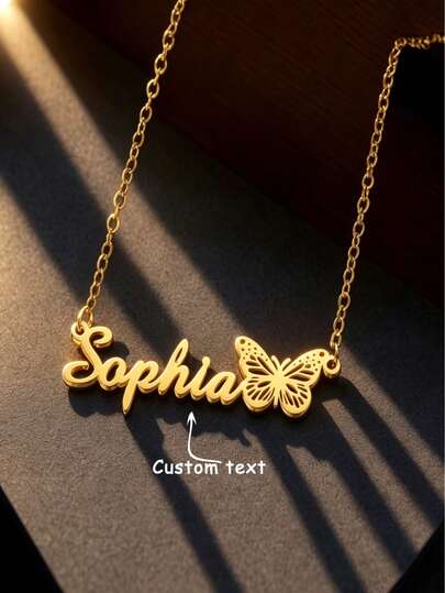 1pc Gothic Chicano Font Customized Name Necklace, Vintage Old English Letter Pendant Can Be Customized With Engraved Text, Unique Design, Titanium Stainless Steel Material Non-Fading And Hypoallergenic, Suitable For Daily Wear, Layering Accessory, Hip-Hop Retro Style Jewelry, Birthday Anniversary Gift