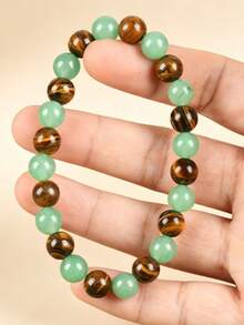 1pc Arpurraina Money Attraction Bracelet With Green Aventurine & Tiger Eye -    Blue Friendship Bracelet Beaded  Jewelry Bracelet Encouragement Fashion Artificial Bracelet  Of   Day Colorblock Beaded Bracelet - Multicolor. - View 8