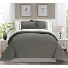 Elegant Comfort Luxury Super-Soft Coziest 1500 Thread Count Egyptian Quality 3-Piece Greek Embroidered Duvet Cover Set Insert Comforter Protector Wrinkle-Free Full/Queen Gray/White   7965895 - Blanco - Ver 3
