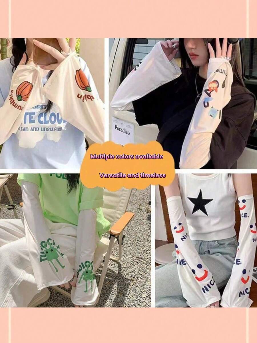 1 đôi ống tay chống nắng mùa hè dành cho nữ, kiểu dáng rộng rãi, thoáng khí, chống tia UV, thích hợp cho các hoạt động ngoài trời, thể thao, bãi biển, giữ ấm tay, quà tặng ngày lễ.