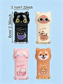 2pcs/Set Cartoon Pet Shaped Manual Pencil Sharpener, Cute Cat & Dog Design Acrylic Multi-Functional Mini Pencil Sharpener, Creative Stationery Gift, Children Art & Drawing Supplies - Sets - View 2
