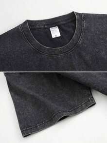 1 Piece Funny Graphic T-Shirt With Cat Design, Men's Cotton T-Shirt, 230g, Washed Short Sleeve T-Shirt, Suitable For Halloween, Christmas And Spring Festival Gifts, 180g. - 黑色 29 - 查看 3