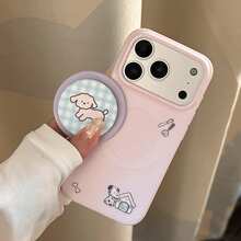Giường ngủ từ tính GUCADI cho thú cưng + Ốp điện thoại mềm họa tiết chó kẻ caro xanh dương với vòng từ tính màu tím, tương thích với iPhone 17, 17 Pro Max, 16, 15, 13. Phong cách sáng tạo, hình học, hoạt hình, tươi mới và độc đáo, cá tính, phong cách . - Hồng - Xem 7