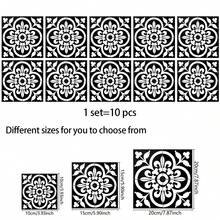 10pcs Decorative Vinyl Floor Stickers, Home Decor Wall Stickers, Black & White Floral Pattern, Self-Adhesive Waterproof Removable, Suitable For Kitchen, Bathroom, Toilet Walls And Floors - 10Pcs - View 9