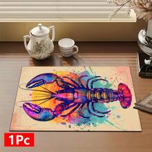 1pc Lobster Pattern Printed Absorbent Dish Drying Mat, Espresso Machine Countertop Absorbent Mat, Sink Drain Mat, Soft Faucet Absorbent Mat, Sink Cup Mat, Kitchen & Bathroom Accessories - Multicolor - View 12