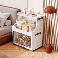 No-Assembly Storage Cabinet Multi-Layer Organizer Home Baby Kids Folding Wardrobe Plastic Portable Container Bedroom Kitchen Closet Shelves Stackable Design - Transparent - View 9