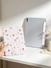 1个红色蝴蝶结花叶图案彩绘平板电脑保护套，兼容iPad Mini 4/Mini 5/Mini 6/Mini 7/Air/Air 2/9.7/10.2/10.5/Air 4/Air 5/10.9/Pro 11英寸/第十代/Air 11英寸(M2)-2024/Pro 11英寸(M4)-2024/Air 11英寸(M3) 2025/(A16) 11英寸第十一代 2025/Air 7(M3)2025(11英寸)/Air 8(M4)2026(11英寸)型号，以及Galaxy Tab A8 10.5英寸 2022。 - 彩色 - 查看 7