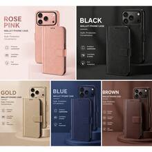 VRNOEI Funda de teléfono con tarjetero de cuero sintético de lujo compatible con iPhone 15 13 12 16 14 17 Pro Max 15 14 16 Plus, funda protectora de cartera con ranura magnética para tarjetas - Marrón oscuro - Ver 7