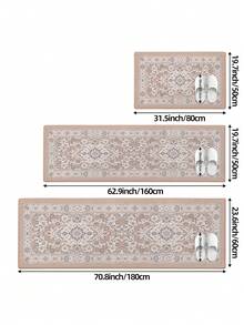 DAJIANG 1 pieza Alfombra de cocina vintage estilo bohemio, con respaldo de goma antideslizante, alfombra de cocina lavable, alfombra de cocina gruesa, adecuada para pasillo, lavandería, decoración navideña - Multicolor - Ver 2