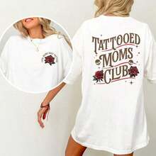 Camiseta Vintage del Club de Mamás Tatuadas, Camiseta Gráfica Retro de Mamás Geniales con Tatuajes, Camiseta del Club de Mamás Tatuadas, Ropa Divertida para Mamás Tatuadas ZL8M - Blanco - Ver 1