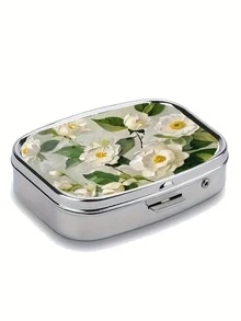 玫瑰金金属药盒 - 双隔层方形便携式设计，珠宝和药品两用，节日的理想礼物选择 - 西瓜粉 - 查看 12