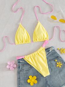 Bộ 2 món đồ bơi nữ mùa hè, họa tiết hoa ngẫu nhiên, dây mảnh, kiểu bikini gợi cảm, thích hợp cho mùa hè, ngày Valentine, đi biển, kỳ nghỉ, lễ hội, mặc hàng ngày, thời trang và thanh lịch, kỳ nghỉ hè, mùa xuân/hè, trang phục nữ ngày Valentine, lễ hội. - Nhiều màu - Xem 2
