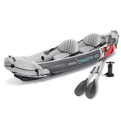 2Person Inflatable Kayak Set, Dakota K2 With 86in Oars And Pump