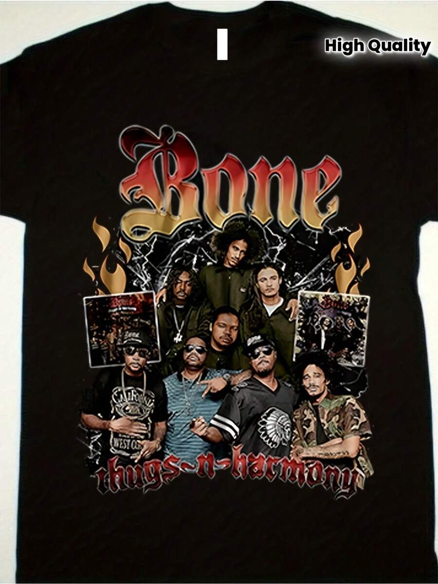 100% Cotton High-Quality Canvas T-Shirt - Bone Thugs And Harmony 90S Style, 230G Heavyweight, Ideal For Prints Women Tops - Black - View 1