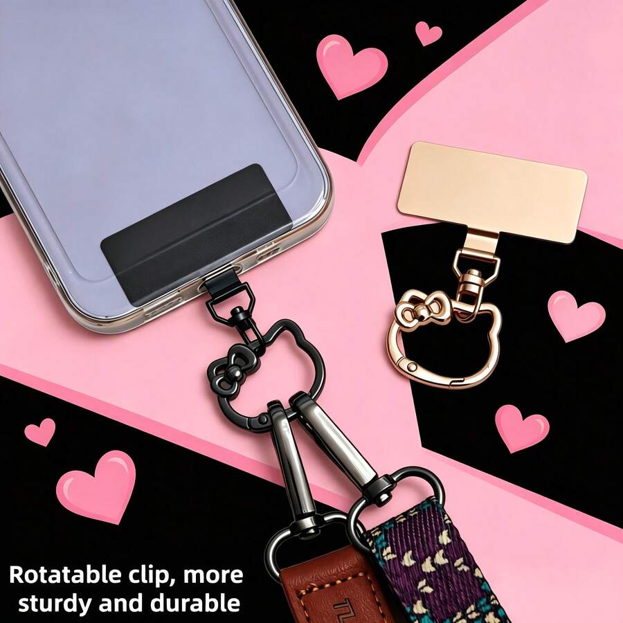 1pc Rotatable Stainless Steel Clip, Cat-Shaped Spring Buckle, Phone Connector, Connection Buckle, Phone Case, Back Accessory, Lanyard Clip, Universal Connector, Metal Ring Buckle, Outdoor Portable Anti-Drop