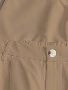 Pantalones anchos y sueltos de unicolor casuales para mujer - Caqui - Ver 3