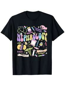 Renal Medicine Nurse T-Shirt, Easter Dialysis Technician, Unisex, Casual Style, Loose Fit, Round Neck, Slightly Stretchy Fabric, Suitable For Spring, Autumn And Winter, Ideal For Christmas, Valentine's Day And Veterans Day, Black T-Shirt 2026. - 黑色 - 查看 1