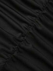 Vestido mini ajustado negro y sexy para mujer con cuello asimétrico, cintura ceñida, que estiliza la figura, espalda descubierta, versátil y elegante - Negro - Ver 5
