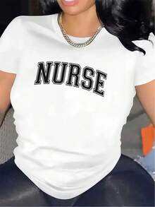 1 camiseta de manga corta de verano para mujer - top cómodo y elegante para profesionales de la salud, 180g 100% algodón. - Blanco - Ver 2