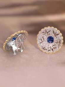 1 paire de boucles d'oreilles à tige ornées de zirconium cubique, conçues pour les femmes, convenant pour les mariages, les fiançailles, les fêtes d'anniversaire, les cadeaux de la Saint-Valentin - 1# - Voir 4