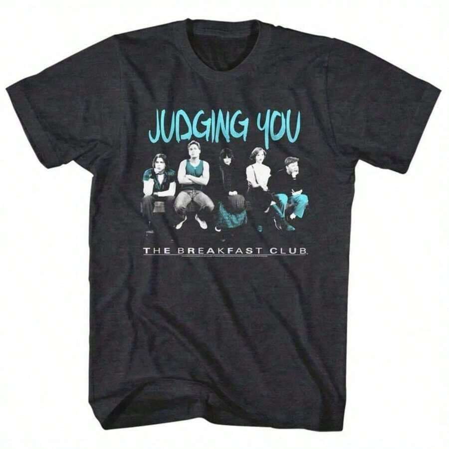 Camiseta para Adultos Breakfast Club Judging You, Color Negro Jaspeado, 220g, Camiseta de Algodón para Hombre - Camiseta de Uso General de Peso Pesado - Adecuada para todas las personas, ya sean mujeres o hombres. Tejido duradero de alta calidad, adecuado para todas las estaciones, suave al tacto pero diseñado para durar. Camisetas transpirables para mujer. en atuendo de otoño. S para woM. en vaC. Conjunto de ropa deportiva. S woM. con un disfraz de Halloween - Negro - Ver 1