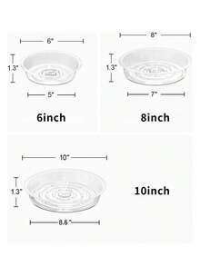 4/8pcs 6", 8", 10" Transparent Plastic Plant Saucers, Indoor Outdoor Garden Drip Trays - Transparent - View 2