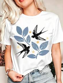 Premium Women's T-Shirt With A Fun Print, Perfect For Mother's Day. Soft And Stretchy, With A Round Neck, This Casual Style Is Suitable For Spring, Summer, Autumn, And Winter. Machine Washable. Available In Sizes S-XXL. This Women's T-Shirt Is A Seasonal Fashion Item, Featuring A Classic Round Neck Design, Non-See-Through Material, And Breathable Milk Silk Fabric. A Great Everyday Casual Top For Women, It Makes A Wonderful Gift For Mom. . - 白色 - 查看 7