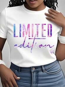 New Fashion Printed T-Shirt For Women - White Background With Pink Lettering, Round Neck, Short Sleeves, Suitable For Casual Daily Wear And Special Occasions - Machine Washable Summer T-Shirt - Clothing, Women's T-Shirt, Loose Fit, Soft Fabric - Unisex Cotton T-Shirt, Urban Vintage Style, Loose Fit, Short Sleeves And Round Neck. - 白色 - 查看 1