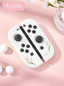 Ayotu 1個粉色鬱金香圖案超薄TPU透明保護殼，相容於Switch OLED/Switch/Switch Lite/New Switch2(2025)，支援底座設計，無需拆卸，防震防塵，多色可選 - 彩色 - 查看 20