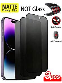 3pcs Matte Privacy Screen Protector Film, Compatible With IPhone 17 Pro Max [6.9 Inch] | Made Of TPU Soft Film (Not Tempered Glass/Ceramic Film), Shatter-Proof And Shock-Absorbing | Privacy Function Ensures Screen Content Is Only Visible From The Front Screen Protection Essentials, Applicable To Daily Shield, Office, Home Daily Shield Office Home Phone Screen Protector Phone Accessories Anti-Spy Waterproof Shockproof Anti-Fall Scratch Resistant - Black - View 8