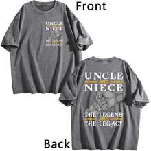 Uncle And Niece Matching The Legend The Legacy T-Shirt,Double-Sided Printed Unisex T-Shirt, Vintage Streetwear Heavyweight Cotton Tee, Anime Manga Casual Daily Top, Ideal Gift For Anime Enthusiasts - 深灰色 - 查看 6