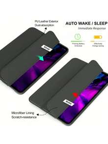 TenYide 1 chiếc ốp bảo vệ máy tính bảng bằng silicon có thể gập lại, chống rơi vỡ, chân đế gập đa góc, tương thích với iPad, Galaxy Tab, MatePad, Honor Pad và các dòng máy tính bảng khác. - màu đen - Xem 4