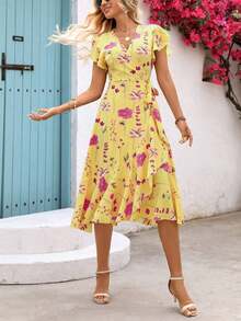 Women Midi Dresses - Yellow - View 5