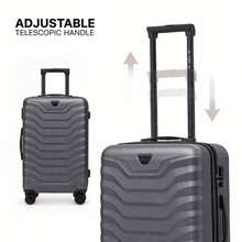 W WINGS مجموعة أمتعة عائلية كبيرة أو حقيبة سفر 14 بوصة 16 18 20 24 28 بوصة ABS+ | قفل مركب، مقبض تلسكوبي، جودة عالية، عجلات دوارة 360° - رمادي - مشاهدة 6