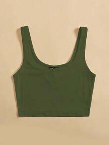 Top tank corto unicolor - Verde militar - Ver 5