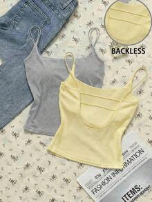 2 piezas Conjunto de camisola sin espalda ajustada para mujer, Camisola sin espalda de verano para mujer, Adecuado para el transporte diario, citas, fiestas, otoño/invierno/verano, Navidad, Año Nuevo, Acción de Gracias, fiestas, bodas, playa, ceremonias de graduación, de moda, elegante, casual, salidas, citas, reservas, transporte, brillante, Día de San Valentín, elegante, vacaciones, casual, Y2K, salidas, ceremonias de graduación y otras ocasiones. - Multicolor 8 - Ver 6
