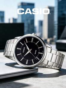 Casio 男士商务石英模拟腕表，不锈钢表带，黑色表盘，型号 MTP-1303D-1AVDF，适合商务日常佩戴，男士礼物 - 黑色 - 查看 2