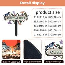 1pc Personalized Metal Garden Sign, Customized Metal Stake Decor, Bird, Butterfly And Flower Pattern, Gift For Gardening Enthusiasts, Garden Decoration (Bird, Butterfly And Flower) - Multicolor - View 2