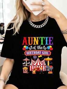 Camiseta de de circo y carnaval para niña,ía del cumpleaños, camisetas gráficas casuales de moda para mujeres - camisetas de uso diario,Prendas callejeras de estilo fiesta y carnaval con blu - Negro - Ver 7