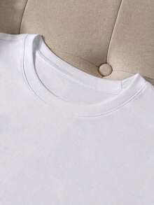 Camiseta con estampado de gato de dibujos animados y letraPure-Cotton - Blanco - Ver 5